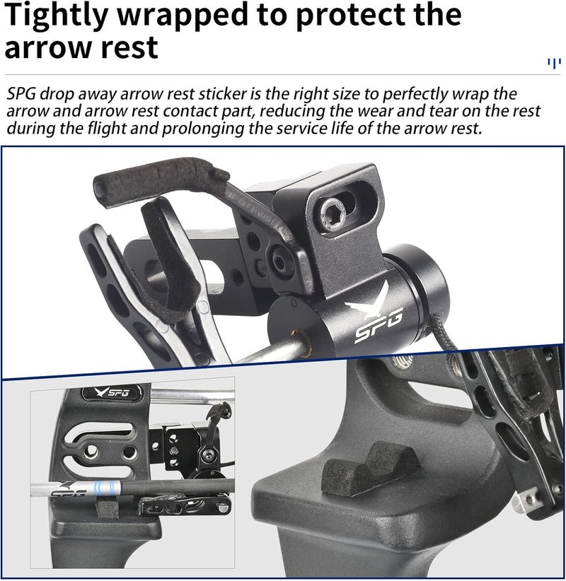 SP.G Felt for Arrow Rest - 2 Set Archery Arrow Rest Felt Tapes with 2 Arrow Holder Pads Adhesive Drop Away Arrow Rest Felt Sticker for Compound Bow Arrow Rest - Image 3